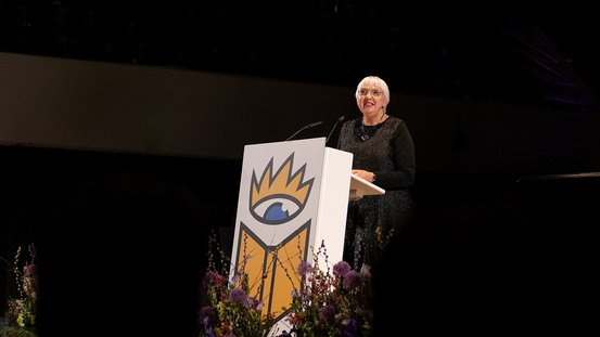 Claudia Roth beim feierlichen Festakt zur Eröffnung der Leipziger Buchmesse 2025.