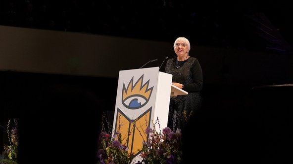 Claudia Roth beim feierlichen Festakt zur Eröffnung der Leipziger Buchmesse 2025.