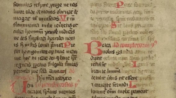 Mittelalterliches Manuskript mit Fragment der Hymne &bdquo;Gaude Mater Polonia&ldquo;