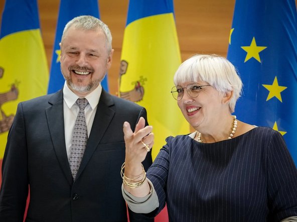 Kulturstaatsministerin Roth in Chisinau mit ihrem moldauischen Amtskollegen Sergiu Prodan.