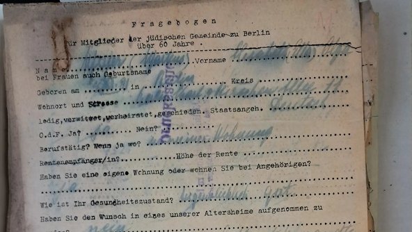 Fragebogen f&uuml;r Mitglieder der J&uuml;dischen Gemeinde zu Berlin