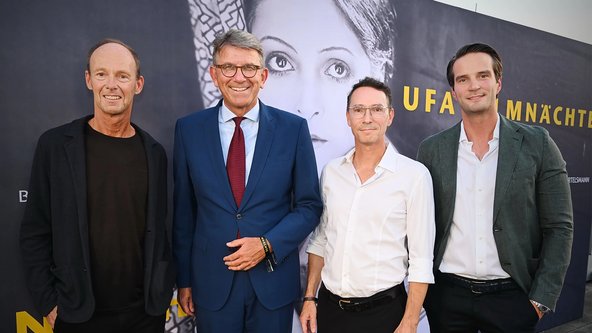 Thomas Rabe, Wolfram Weimer, Sascha Schwingel und Thomas Coesfeld bei der Er&ouml;ffnung der UFA Filmn&auml;chte 2025.