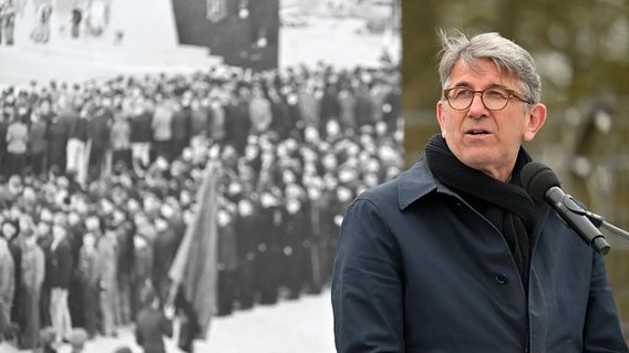 Wolfram Weimer bei seiner Rede w&auml;hrend der Gedenkveranstaltung in Buchenwald