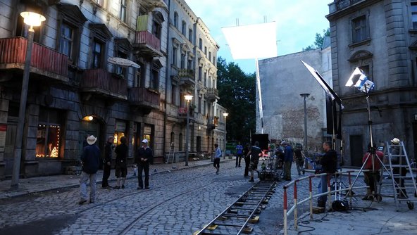 Filmdreh mit Au&szlig;enaufnahmen im Studio Babelsberg